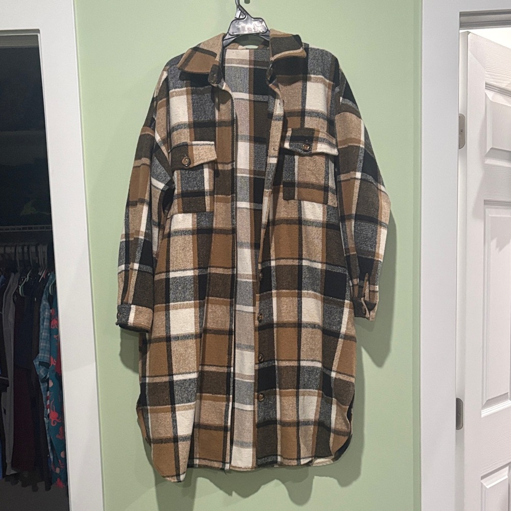 Plaid Oversized Shirt Jacket